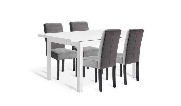 Argos Home Lyssa 4-6 Seater Extending Table & 4 Grey Chairs