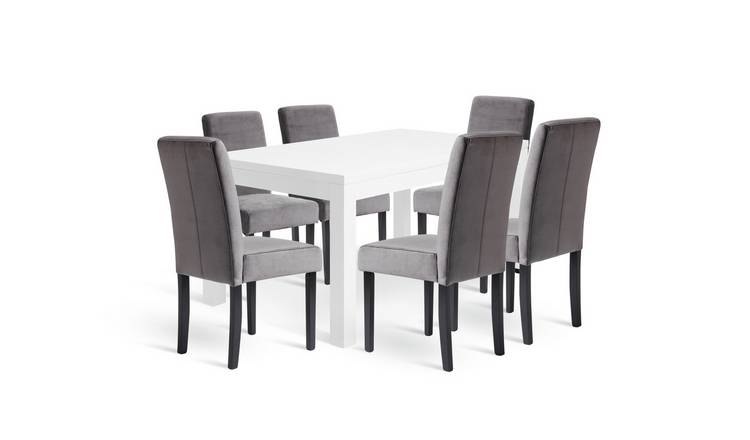 Argos Home Lyssa 6-8 Seater Extending Table & 6 Grey Chairs