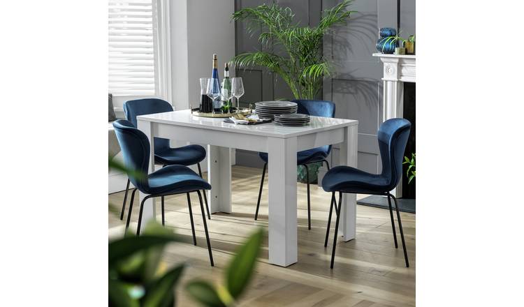 Argos Home Miami Dining Table & 4 Etta Navy Blue Chairs