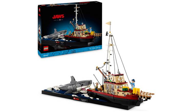 LEGO Ideas Jaws Set for Adults with Model Shark & Boat 21350