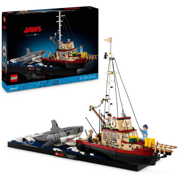 LEGO Ideas Jaws Set for Adults with Model Shark & Boat 21350 0