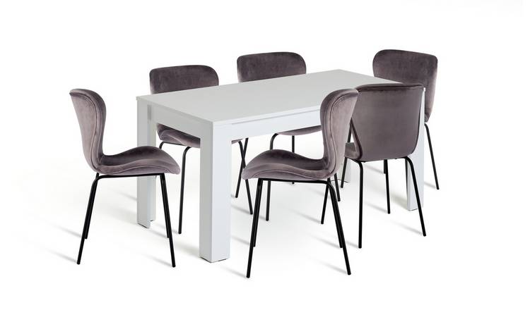 Argos Home Miami 6 - 8 Seater Table & 6 Etta Grey Chairs