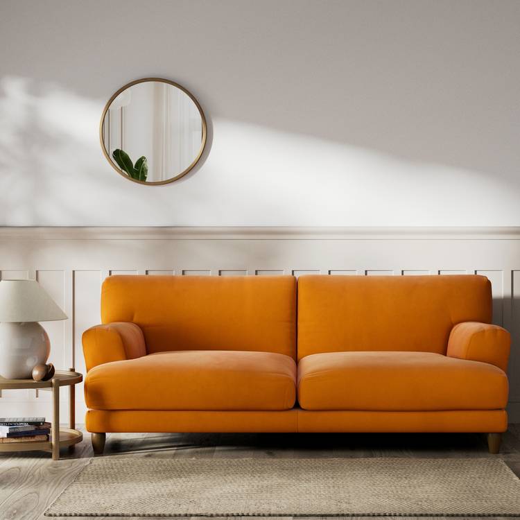 Habitat Askem Fabric 3 Seater Sofa - Orange - Dark Leg 0