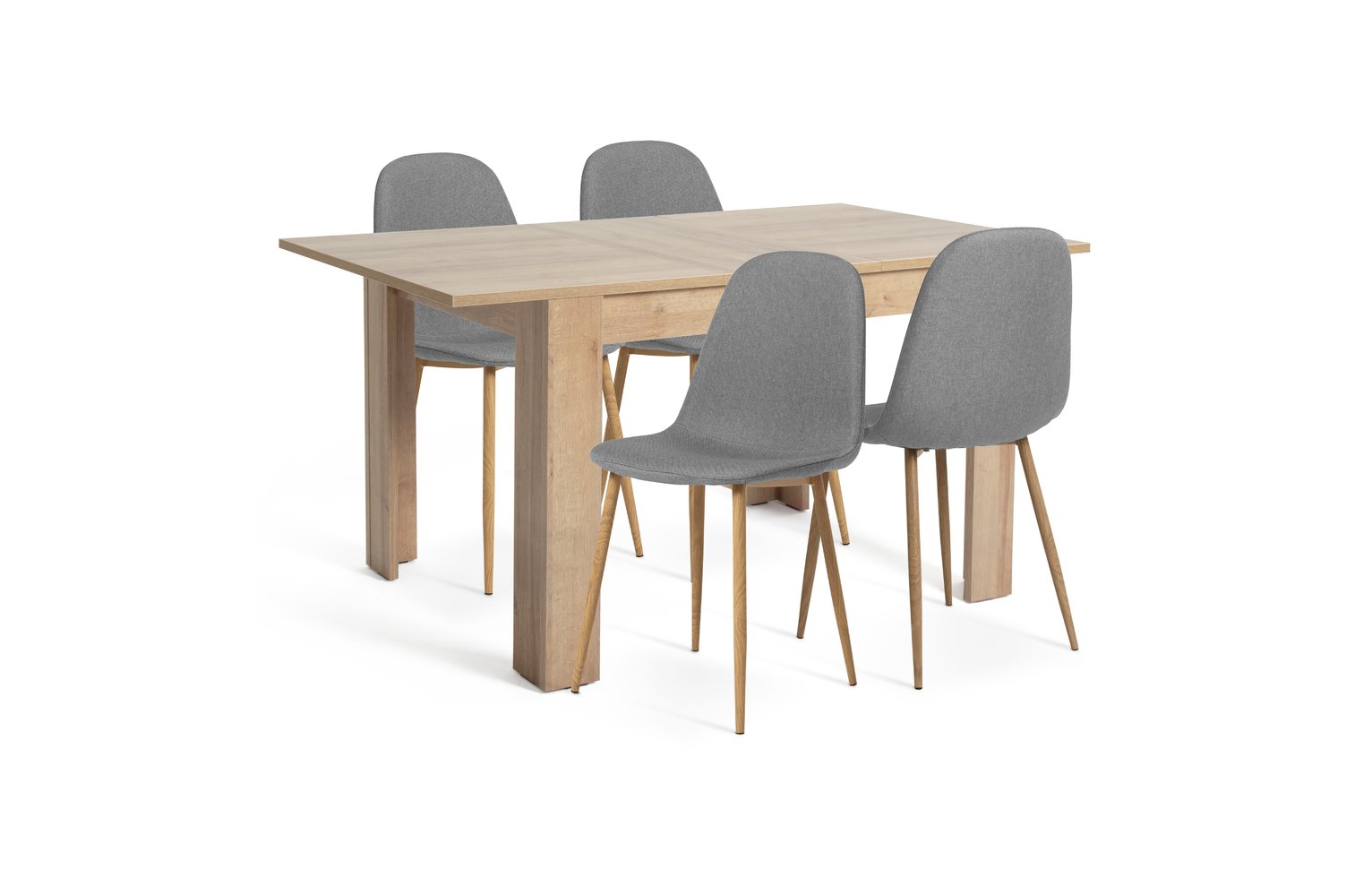 Argos Home Miami Ext Oak Dining Table & 4 Grey Chairs