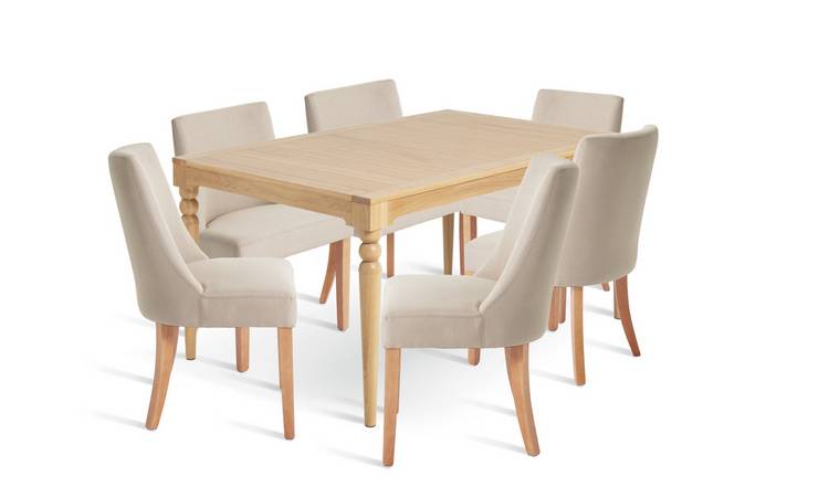 Habitat Barnwell Dining Table & 6 Alec Oatmeal Chairs