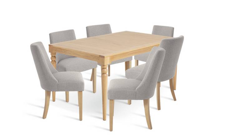 Habitat Barnwell Dining Table & 6 Alec Grey Chairs