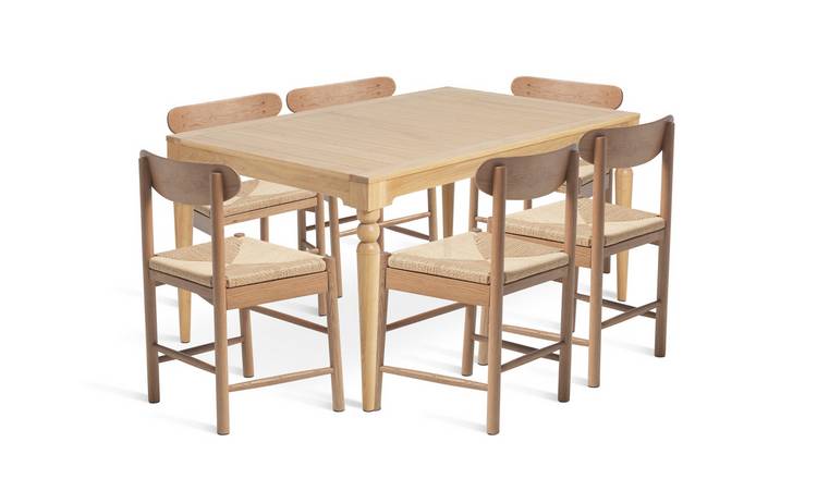 Habitat Barnwell Dining Table & 6 Hanna Oak Chairs