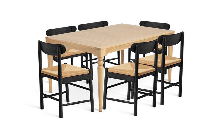 Habitat Barnwell Dining Table & 6 Hanna Black Chairs