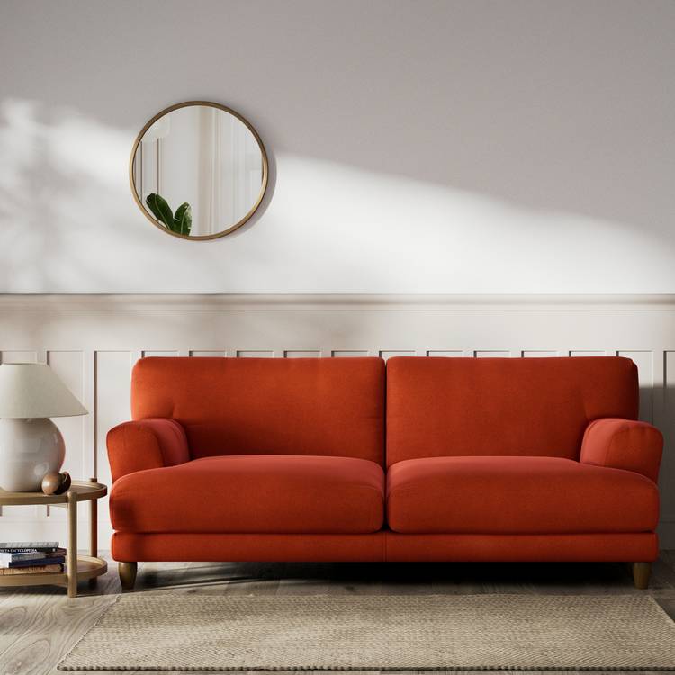 Habitat Askem Velvet 3 Seater Sofa - Burnt Orange - Dark Leg 0