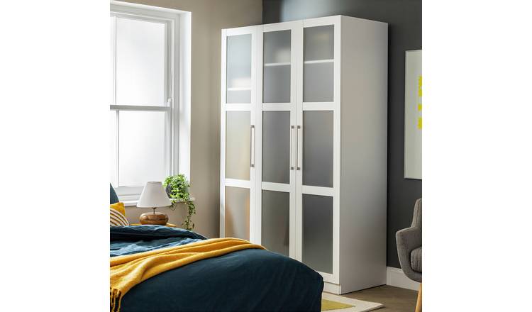 Habitat Hamburg Triple Glass Wardrobe -White