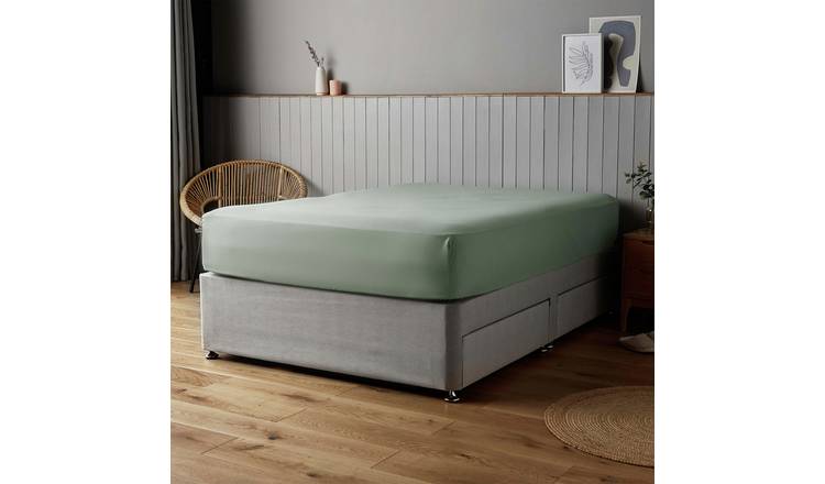 Silentnight Supersoft 28cm Sage Green Fitted Sheet - Double