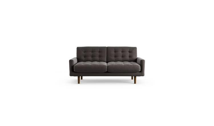 Habitat Fenner Velvet 2 Seater Sofa - Grey - Dark Leg
