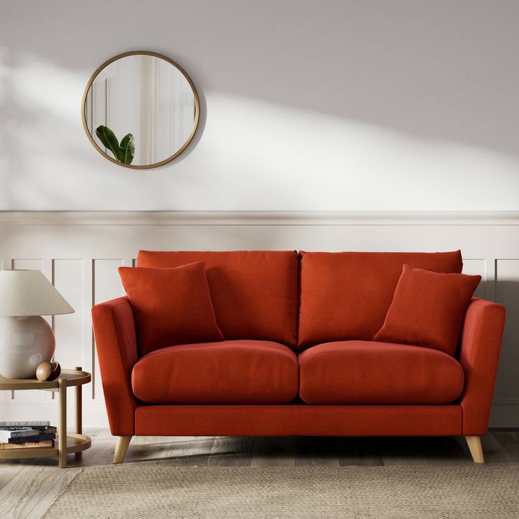 Habitat Lomond Velvet 2 Seater Sofa - Orange - Ash Leg 0
