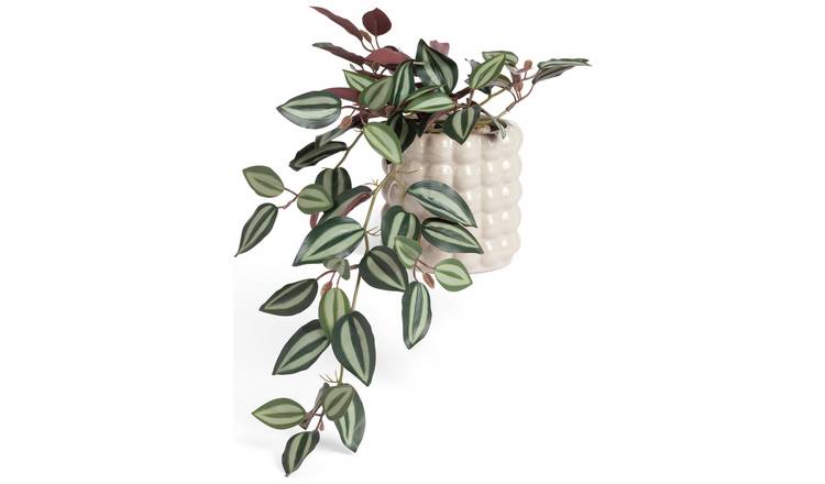 Habitat Artificial Green Tradescantia Zebrina in Ceramic Pot