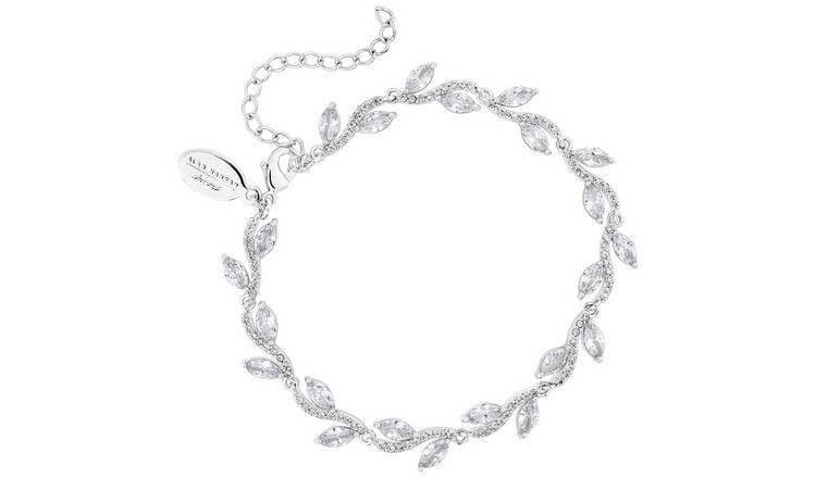 Jon Richard Rhodium Plated Pave Wave Leaf Bracelet