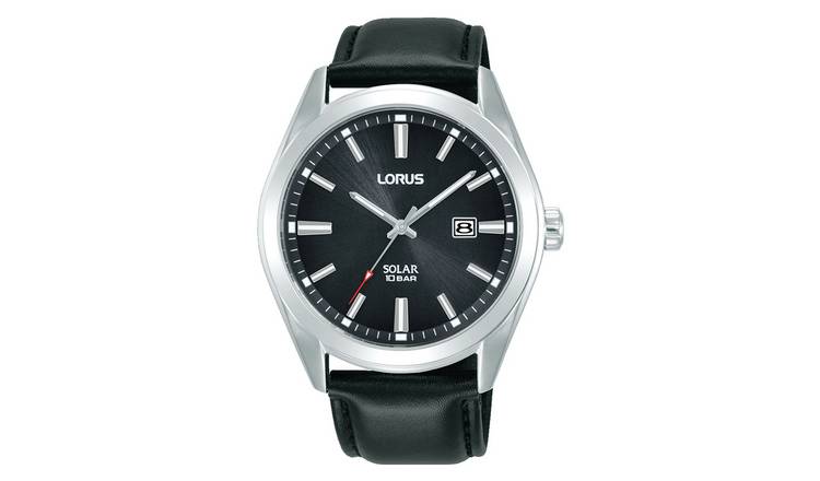 Buy Lorus Men s Solar Black Strap Watch Men s watches Argos