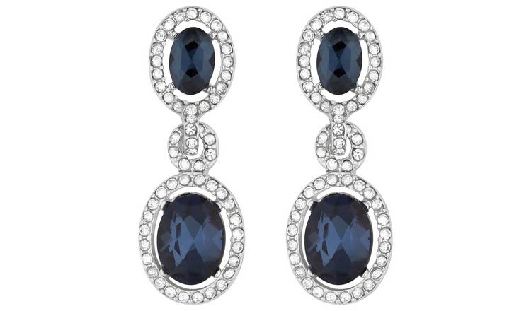 Jon Richard Silver Plated Blue Halo Earrings