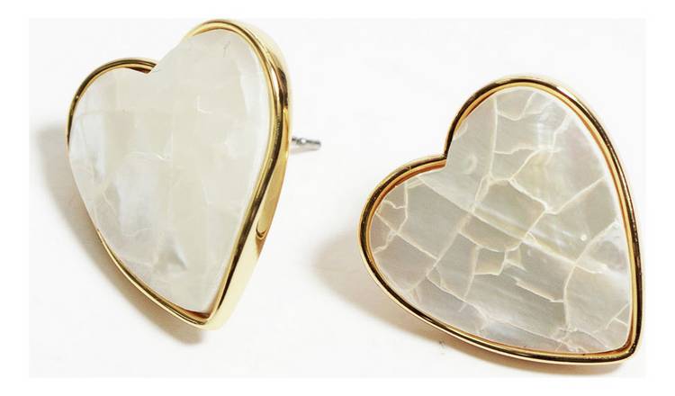 Jon Richard Gold Plated Mother Of Pearl Heart Stud Earrings