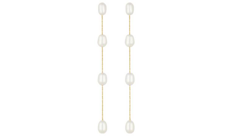 Jon Richard Gold Plated Chain & Freshwater Pearl Earrings 