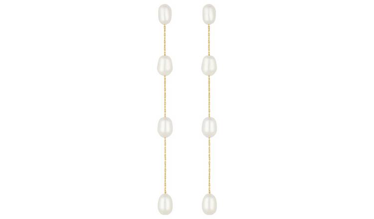 Jon Richard Gold Plated Chain & Freshwater Pearl Earrings 