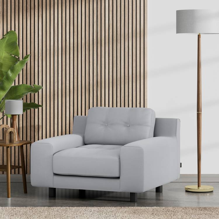 Habitat Hendricks Fabric Armchair - Grey - Black Leg 0