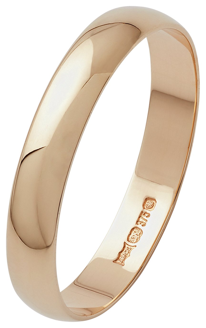 Revere 9ct Gold D-Shape Wedding Ring - N