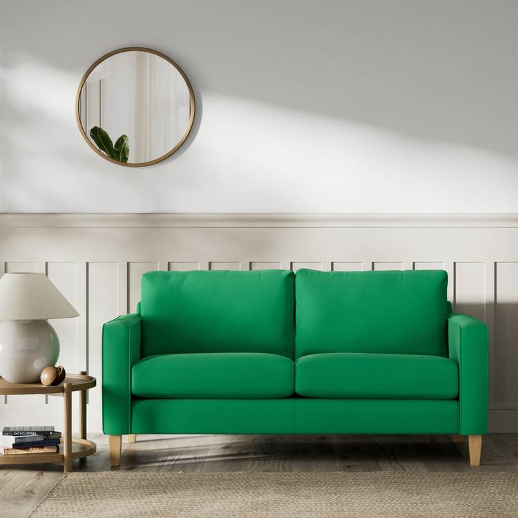 Habitat Flint Fabric 2 Seater Sofa - Emerald Green - Ash Leg 0