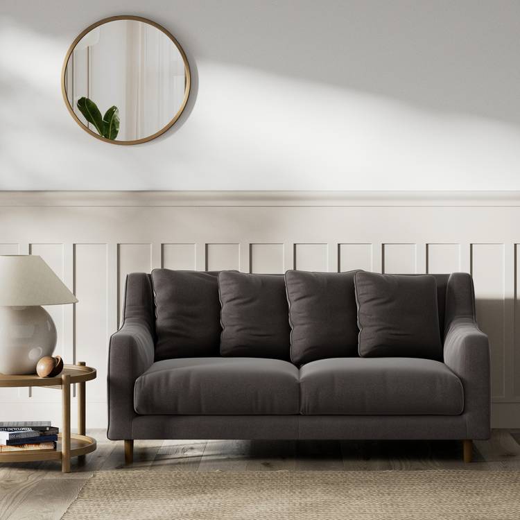 Habitat Swift Velvet 2 Seater Sofa - Grey - Dark Leg 0