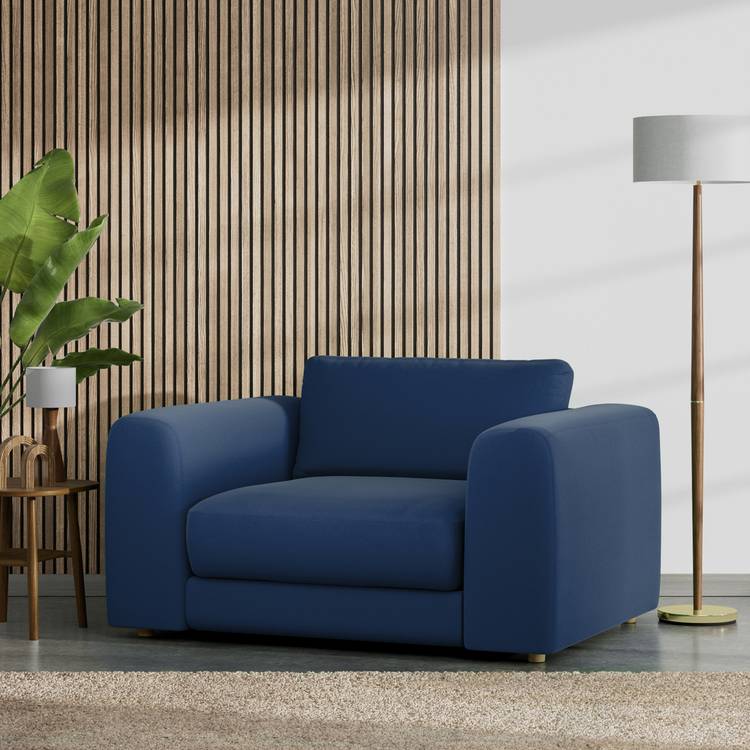 Habitat Ayr  Fabric Cuddle Chair - Navy Blue 0