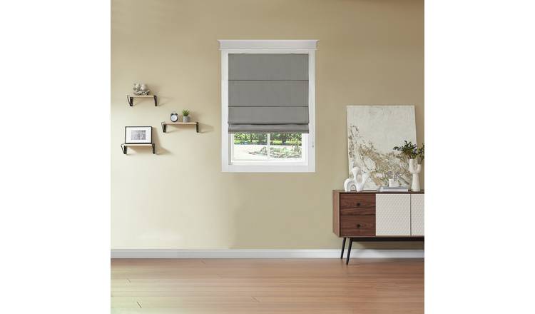 Little Black Book Plain Blackout Roman Blind - Dove Grey