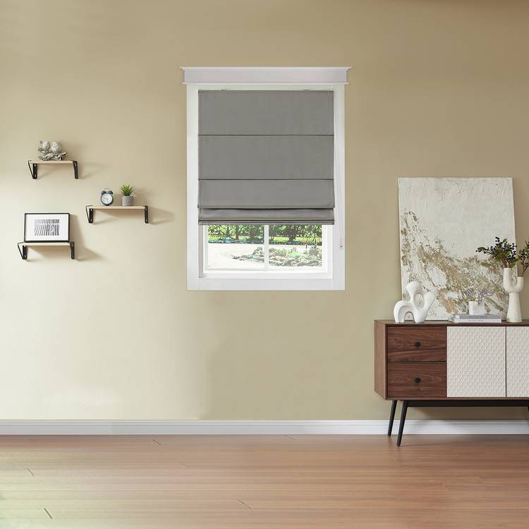 Little Black Book Plain Blackout Dove Grey Roman Blind-120cm 0