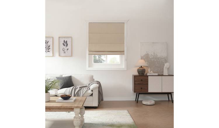 Little Black Book Plain Blackout Roman Blind - Natural