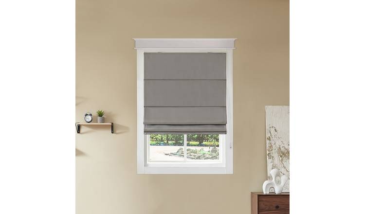 Little Black Book Plain Blackout Roman Blind - Dove Grey