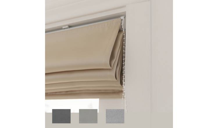 Buy Little Black Book Plain Blackout Roman Blind - Natural | Blinds | Argos
