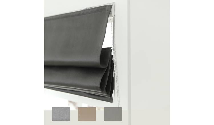 Little Black Book Plain Blackout Roman Blind - Charcoal