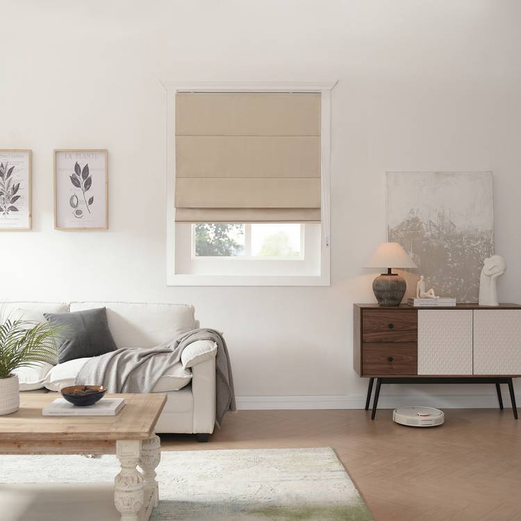 Little Black Book Plain Blackout Roman Blind - Natural 0