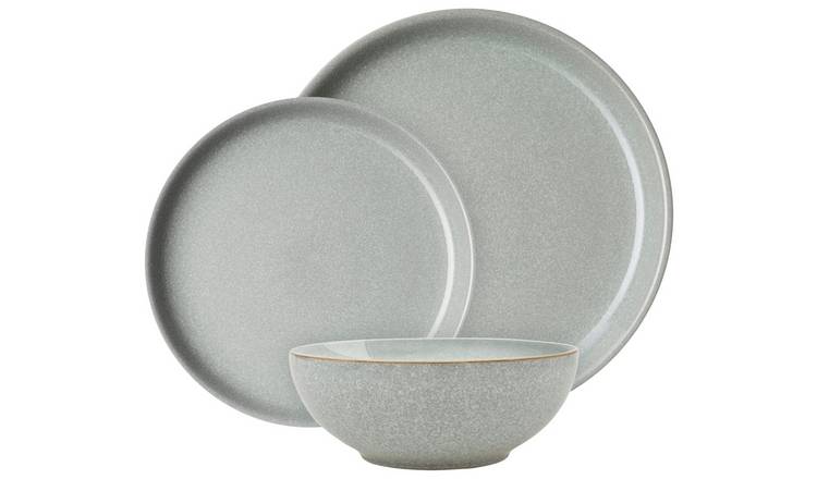 Denby Elements 12 Piece Stoneware Dinner Set - Light Grey