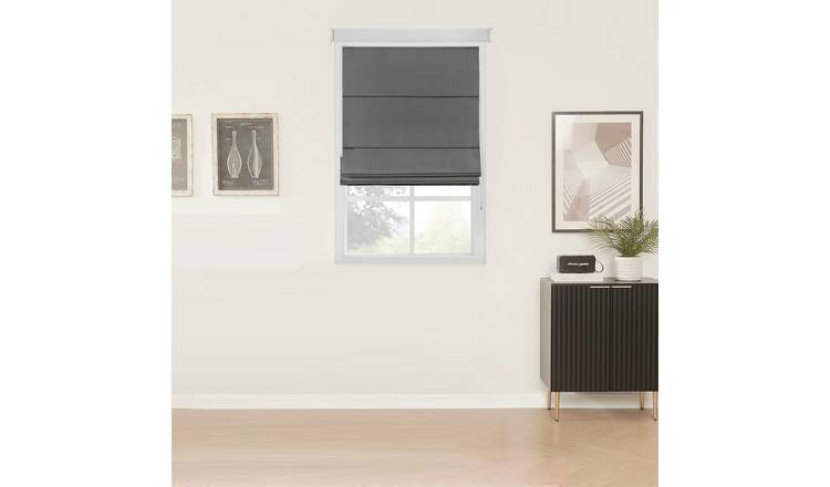 Little Black Book Plain Blackout Roman Blind - Charcoal