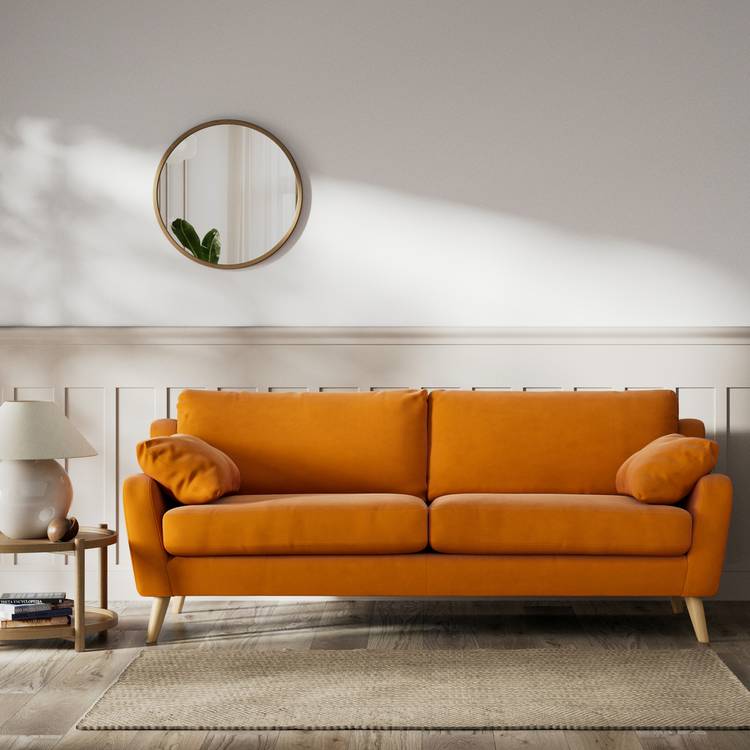 Habitat Lomond Fabric 4 Seater Sofa - Orange - Ash Leg 0