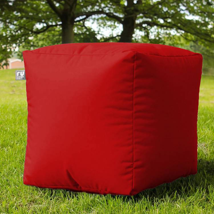 rucomfy Indoor Outdoor Cube Bean Bag - Red 0
