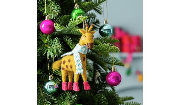 Habitat Felt Rollerskating Giraffe Christmas Tree Decoration