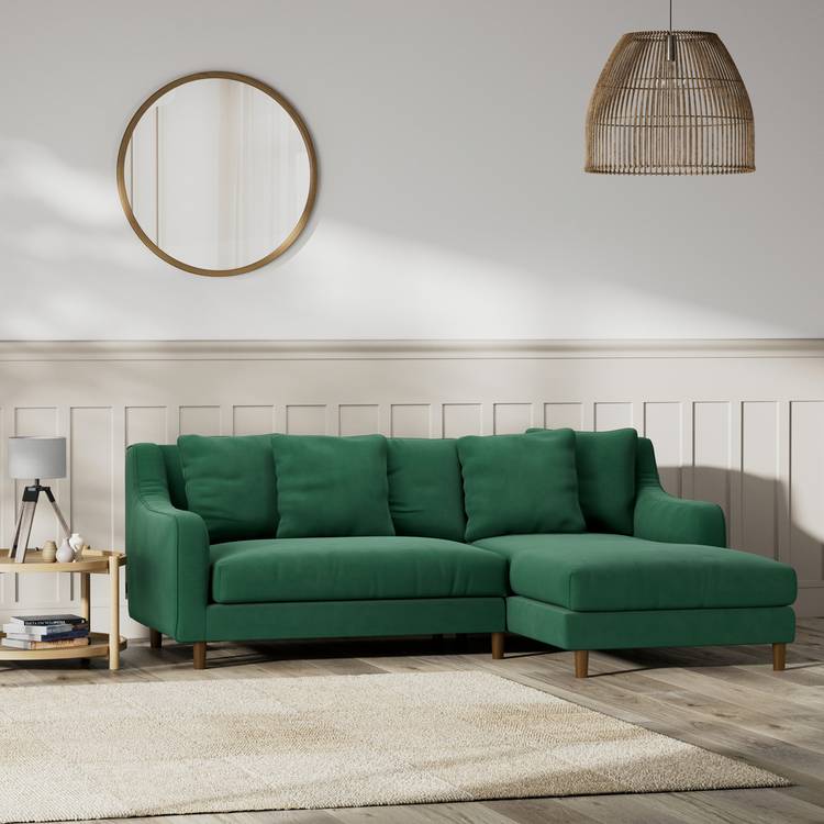 Habitat Swift Right Hand Corner Sofa - Green - Dark Leg 0