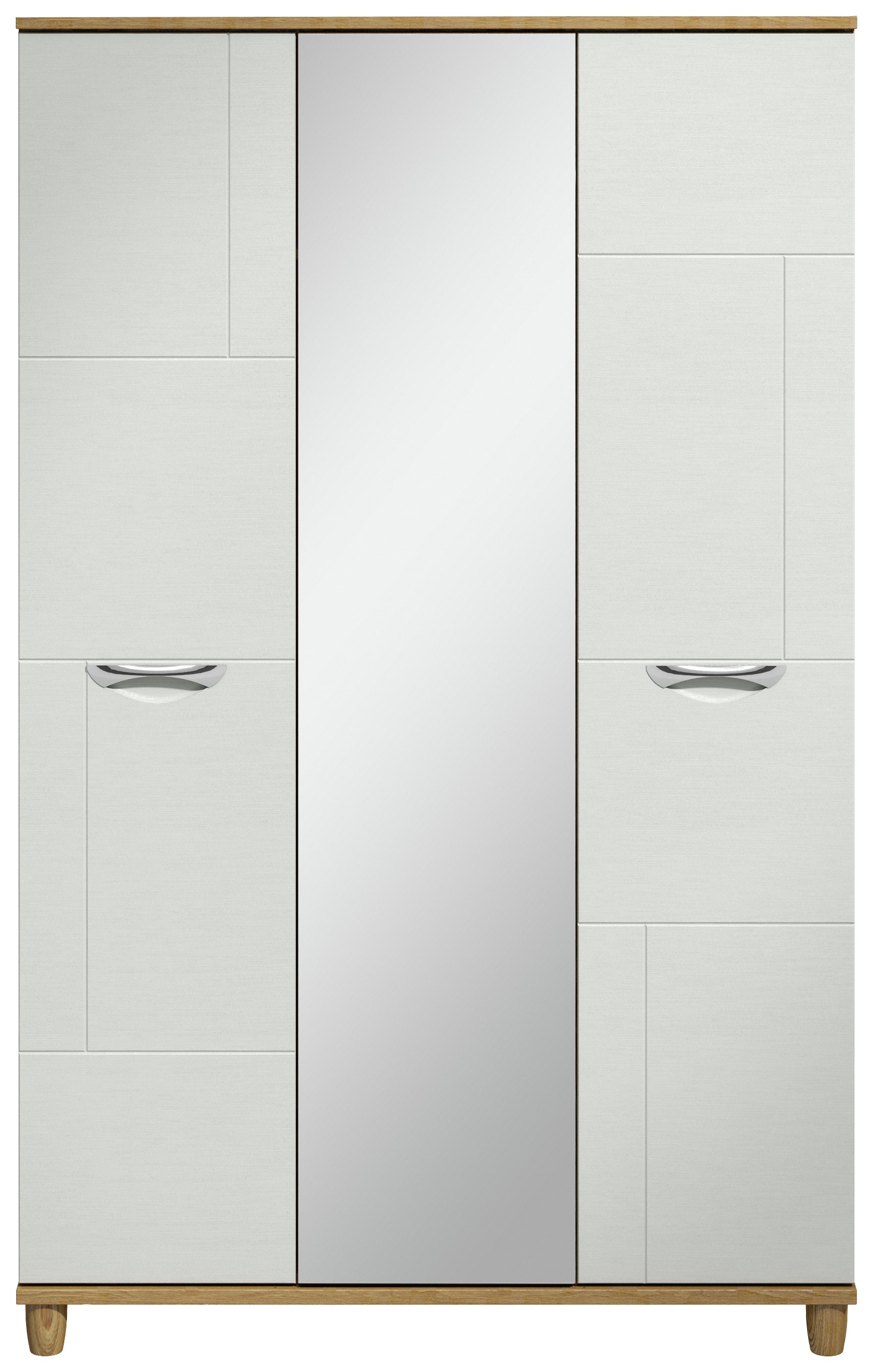 Myra 3 Door Mirrored Wardrobe - Oak Effect and White