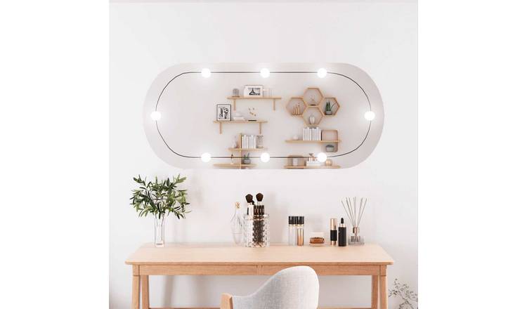 Walplus LED Oval Wall Mirror - Silver - 45 x 100 cm