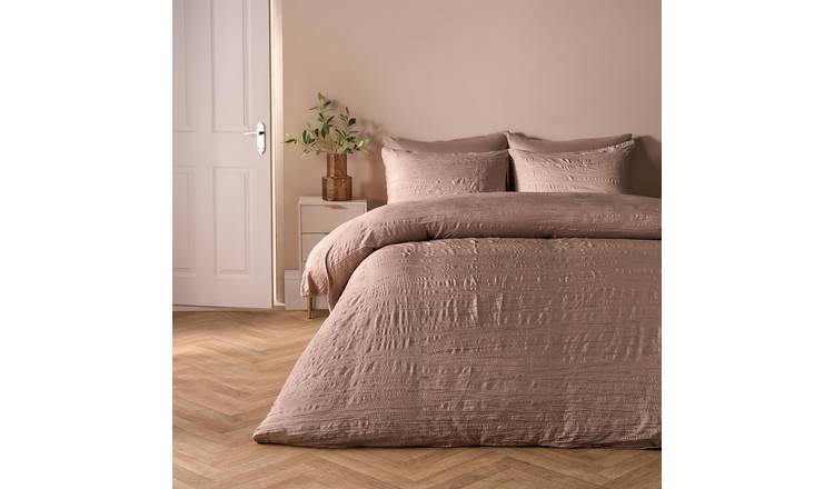 OHS Crinkle Duvet Cover Set Natural - Single