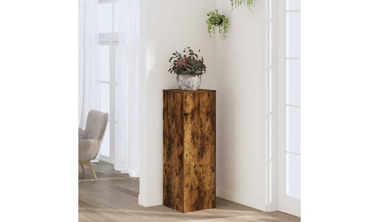 Walplus Engineered Wood Plant Stand - Smoked Oak - 33 x 33 x 100 cm