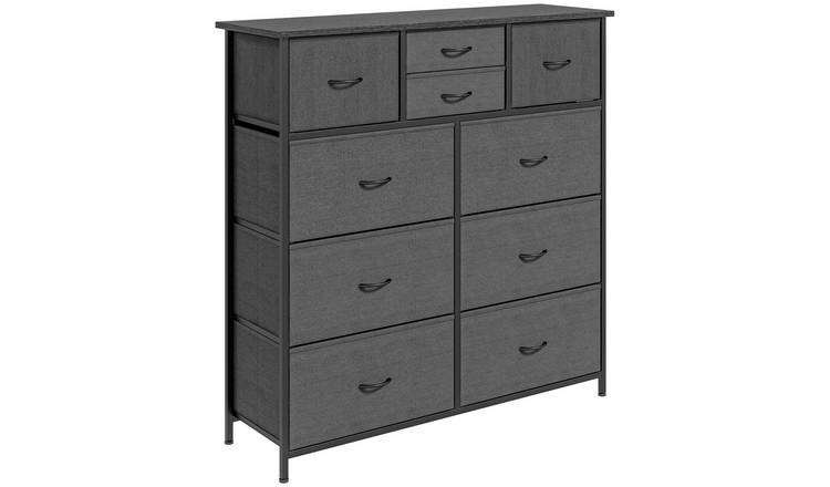 HOMCOM Fabric Steel Frame 10 Drawer Chest – Black