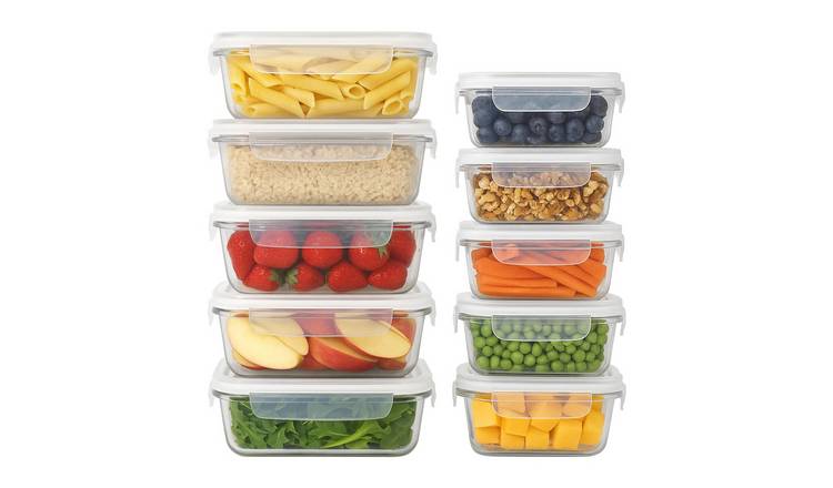 Harbour Housewares 10pc Glass Food Storage Containers Set with Lids - 2 Sizes
