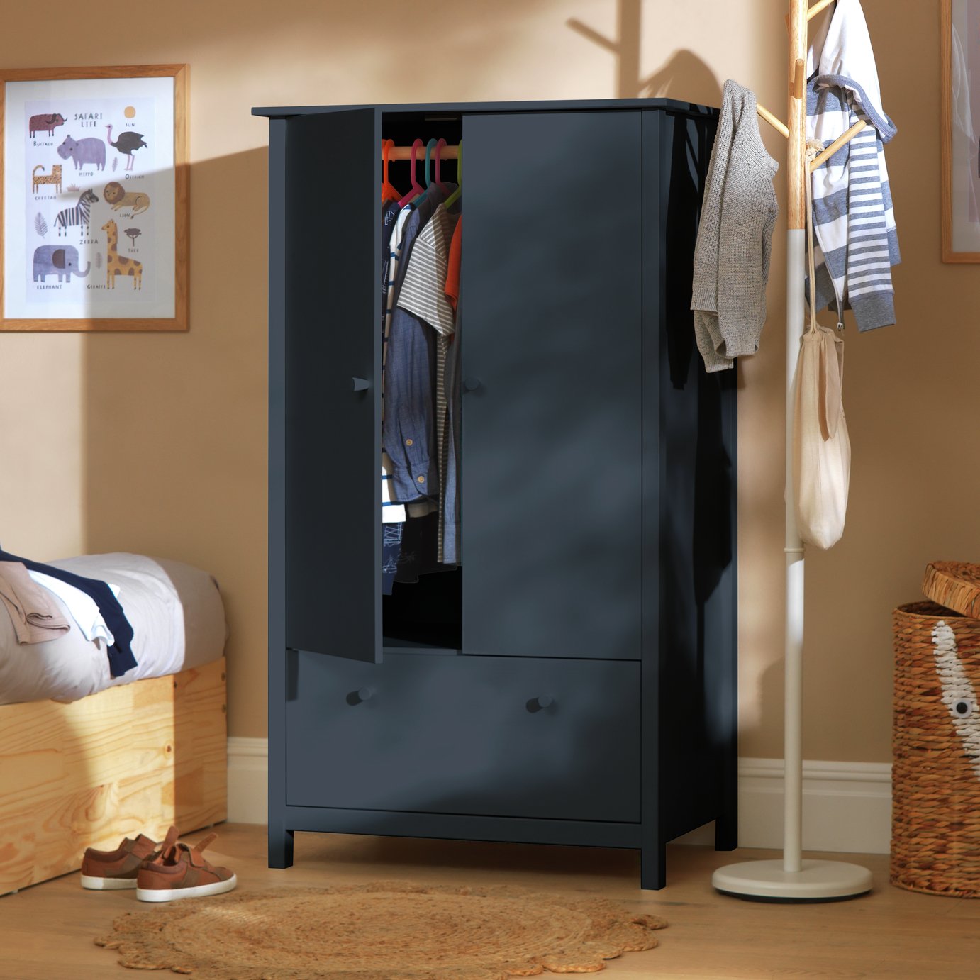 Argos Home Scandinavia Short 2 Door Wardrobe - Ink Blue