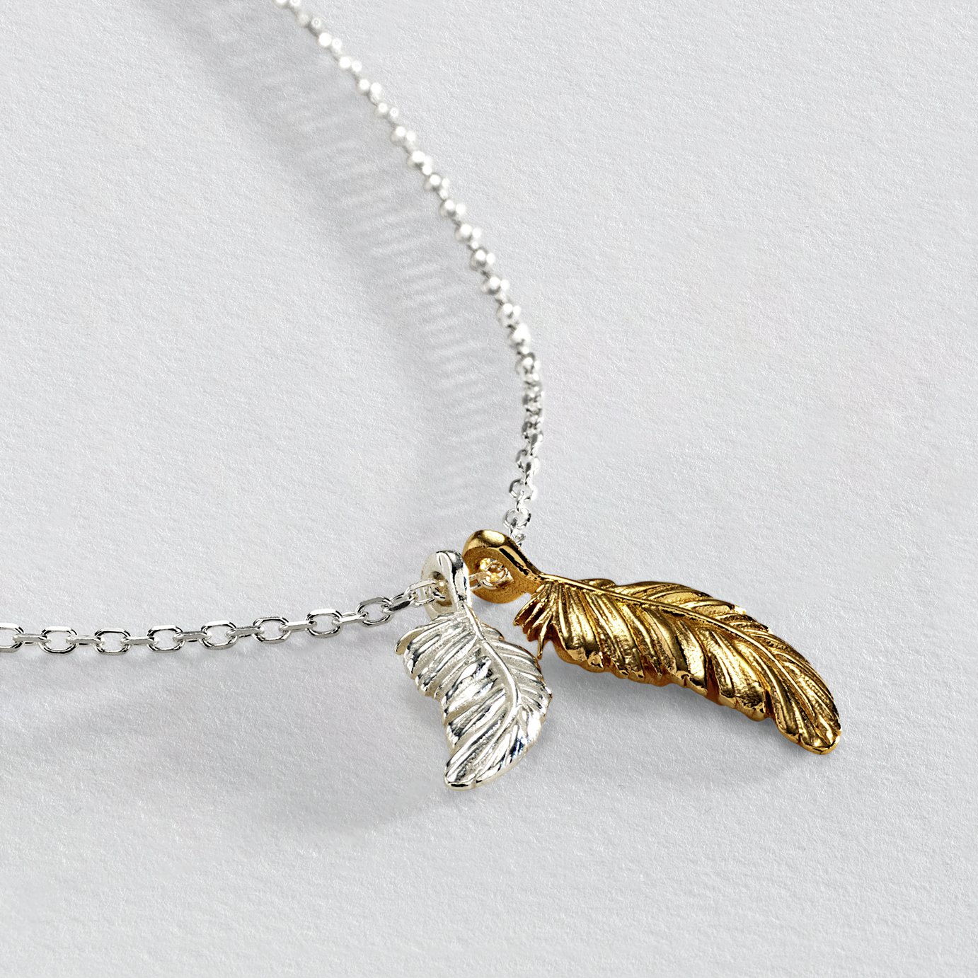 Buy Revere Sterling Silver Two Tone Feather Necklace | Womens 